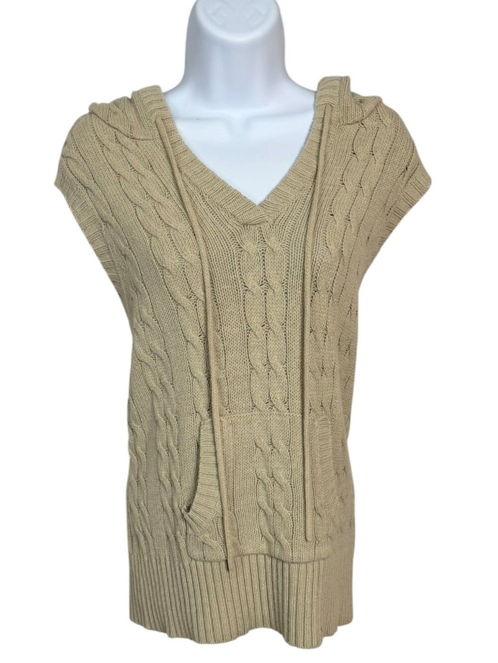 Lane Bryant Hooded Cable Knit Sweater Vest 14/16 Cozy Preppy Pockets